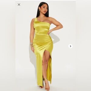 Elegant One-Shoulder Yellow Dress